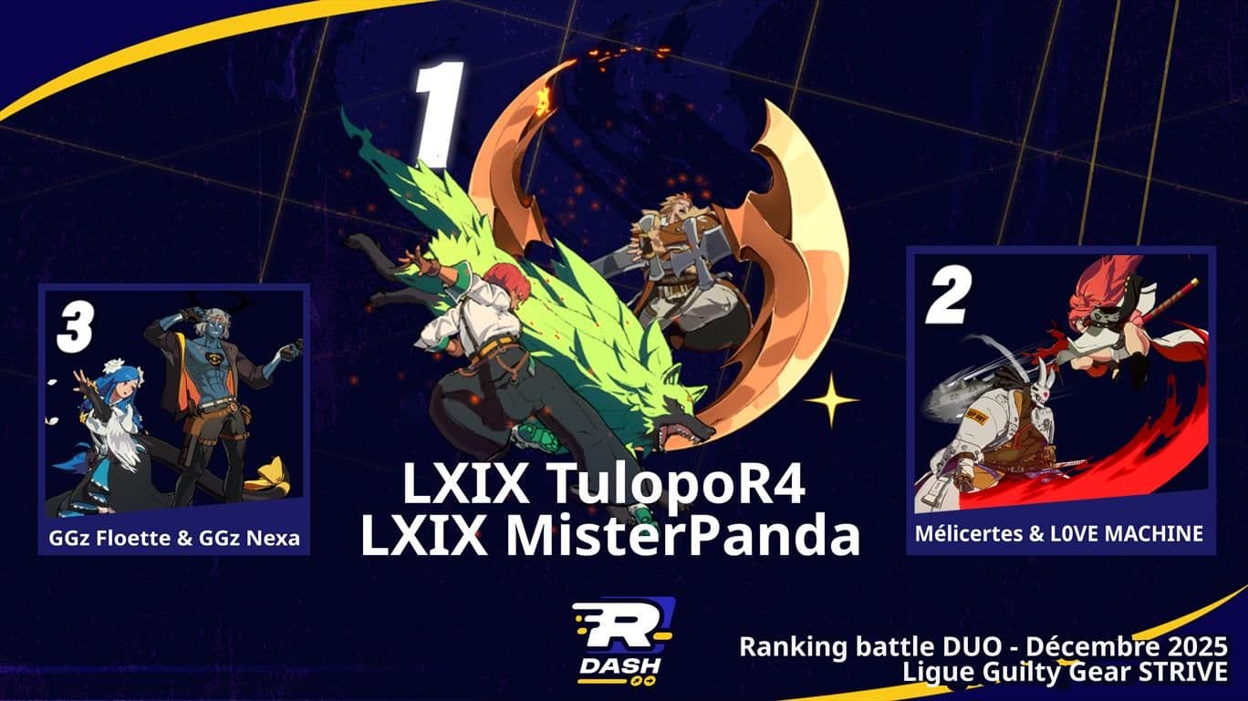 Top 3 Guilty Gear Strive — tournoi en duo — Ranking Battle Décembre 2025